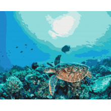 Картина по номерам "Черепаха в кораловых рифах"