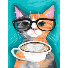 Картина по номерам "Кот и кофе"